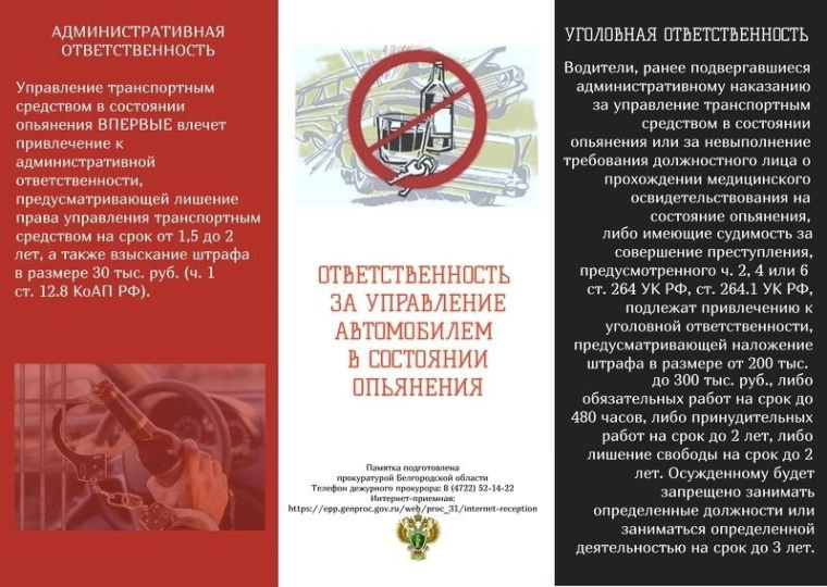 Памятка.Ответственность за управление автомобилем в состоянии опьянения. Памятка.Ответственность за управление автомобилем в состоянии опьянения.